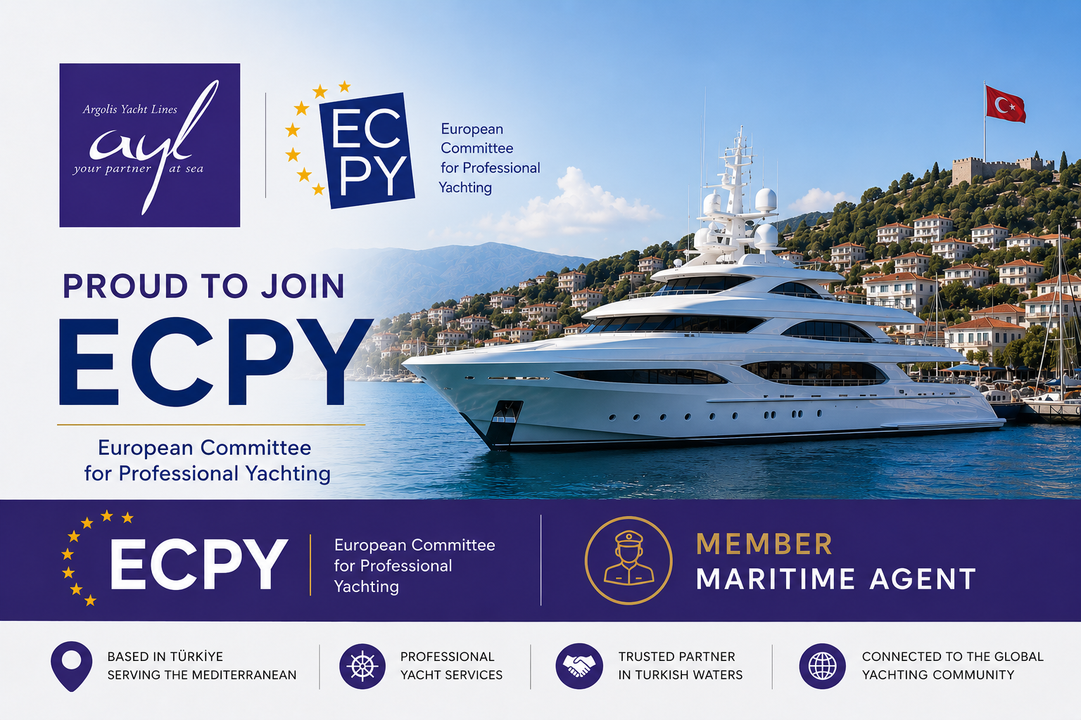 ARGOLIS YACHT LINES becomes an ECPY Maritime Agent Member ARGOLIS YACHT LINES joins ECPY as a Maritime Agent member providing yacht agency services in Türkiye and the Eastern Mediterranean.